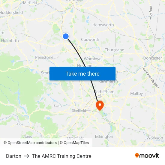 Darton to The AMRC Training Centre map