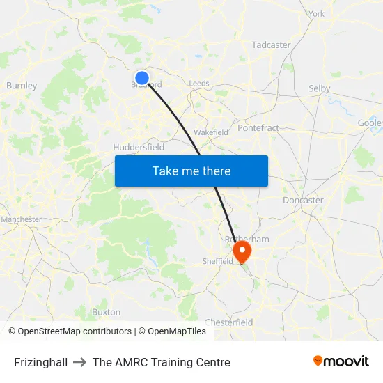Frizinghall to The AMRC Training Centre map