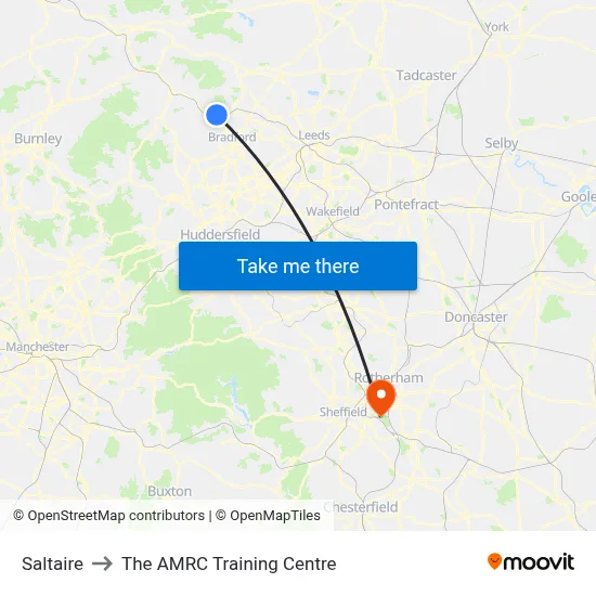 Saltaire to The AMRC Training Centre map