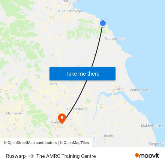 Ruswarp to The AMRC Training Centre map