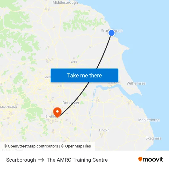 Scarborough to The AMRC Training Centre map