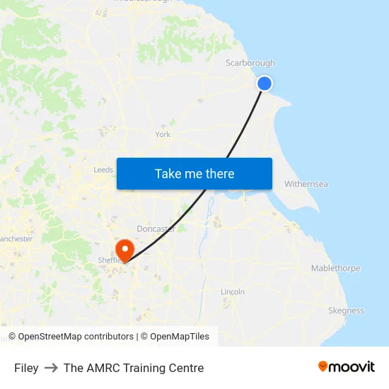 Filey to The AMRC Training Centre map