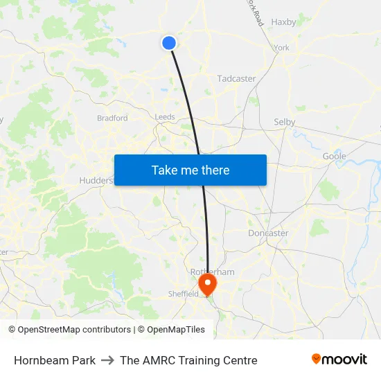 Hornbeam Park to The AMRC Training Centre map