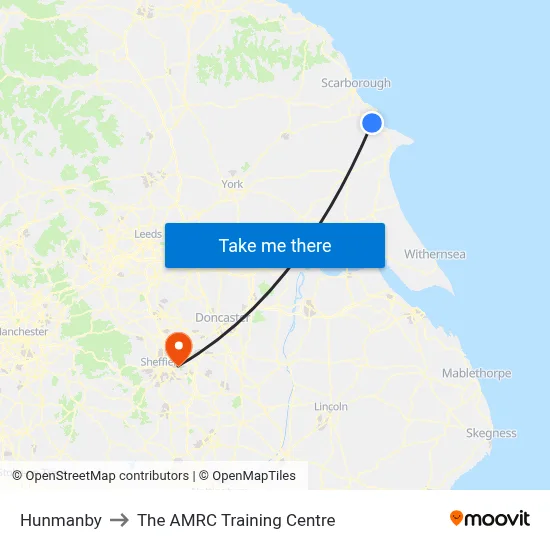 Hunmanby to The AMRC Training Centre map