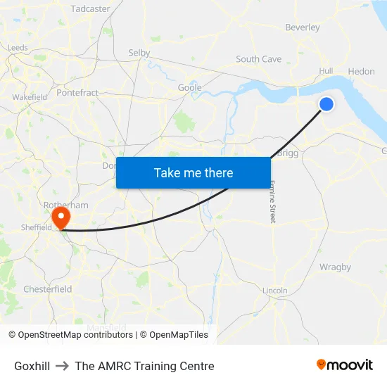 Goxhill to The AMRC Training Centre map