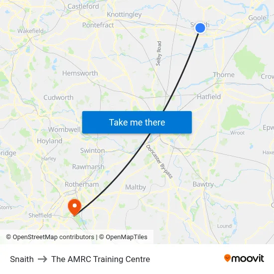 Snaith to The AMRC Training Centre map