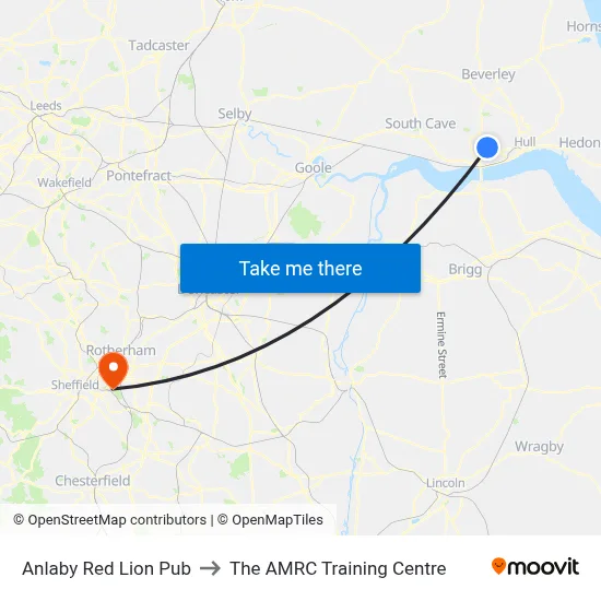 Anlaby Red Lion Pub to The AMRC Training Centre map
