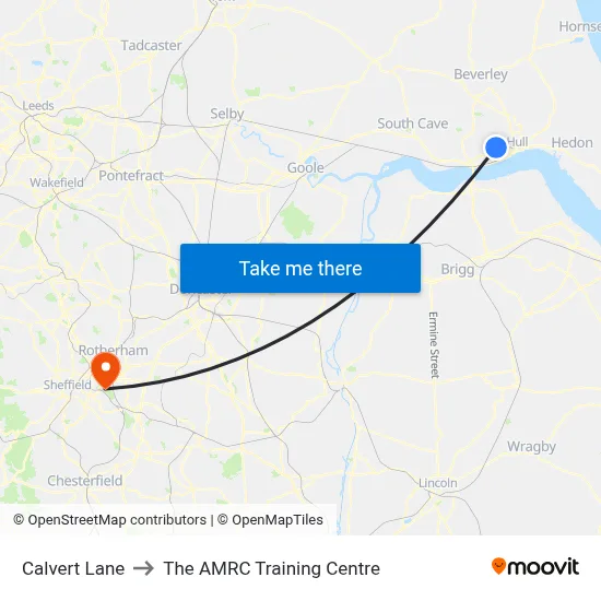 Calvert Lane to The AMRC Training Centre map