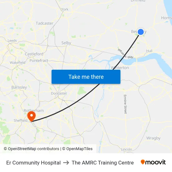 Er Community Hospital to The AMRC Training Centre map