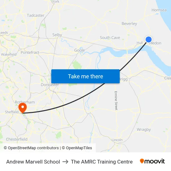 Andrew Marvell School to The AMRC Training Centre map