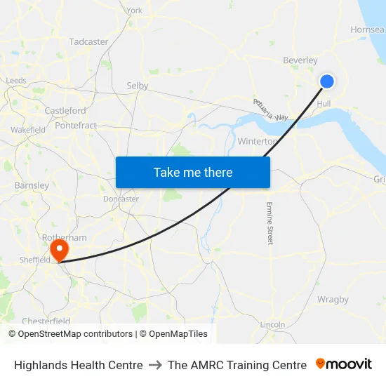 Highlands Health Centre to The AMRC Training Centre map