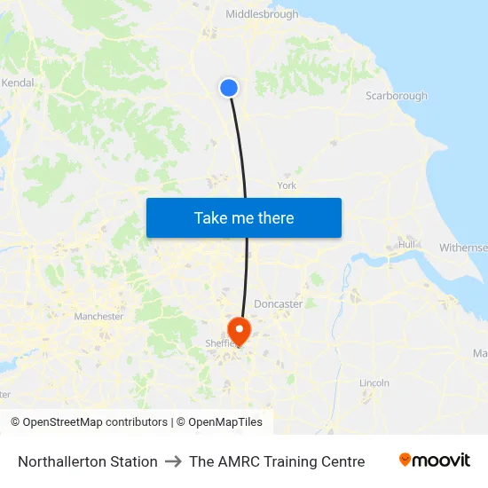 Northallerton Station to The AMRC Training Centre map