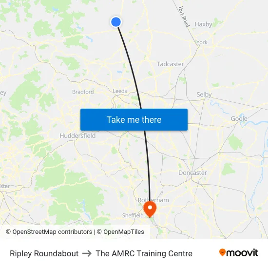 Ripley Roundabout to The AMRC Training Centre map