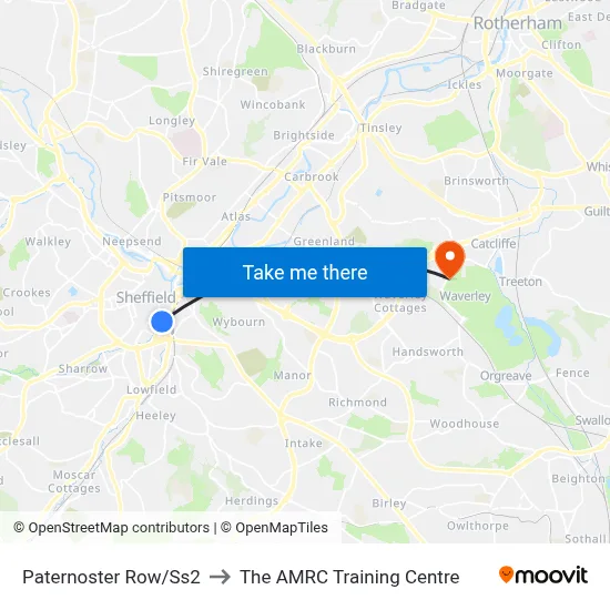 Paternoster Row/Ss2 to The AMRC Training Centre map