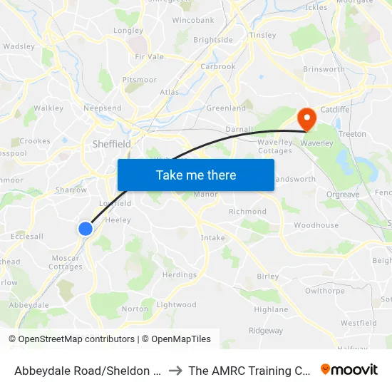 Abbeydale Road/Sheldon Road to The AMRC Training Centre map