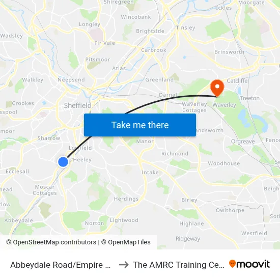 Abbeydale Road/Empire Road to The AMRC Training Centre map