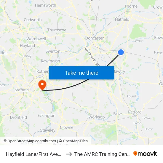 Hayfield Lane/First Avenue to The AMRC Training Centre map