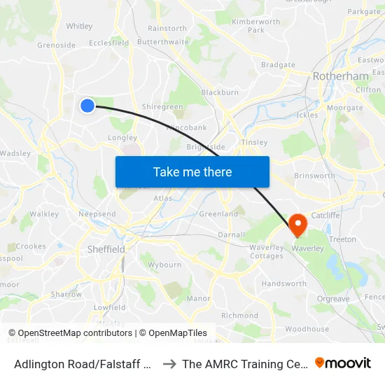 Adlington Road/Falstaff Road to The AMRC Training Centre map