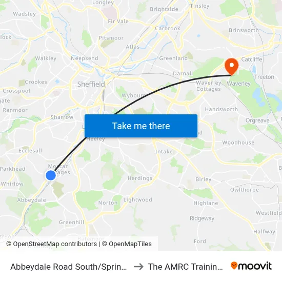 Abbeydale Road South/Springfield Road to The AMRC Training Centre map