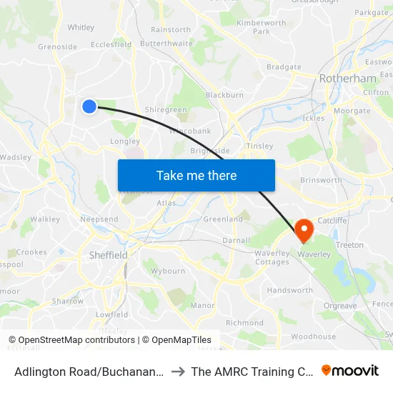 Adlington Road/Buchanan Road to The AMRC Training Centre map