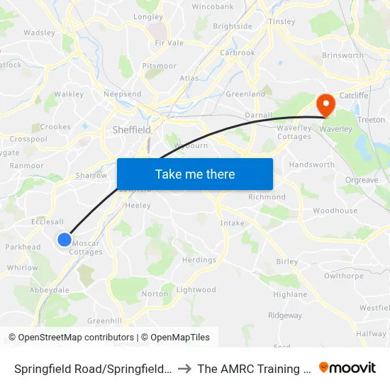 Springfield Road/Springfield Avenue to The AMRC Training Centre map