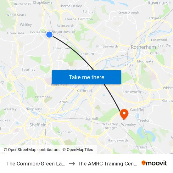 The Common/Green Lane to The AMRC Training Centre map