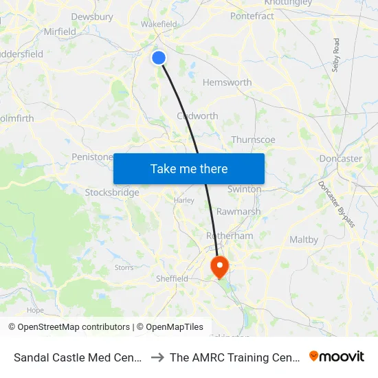 Sandal Castle Med Centre to The AMRC Training Centre map