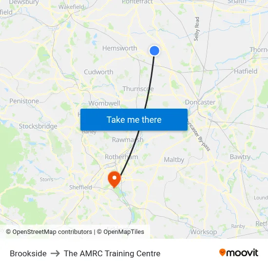 Brookside to The AMRC Training Centre map