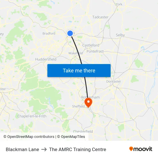 Blackman Lane to The AMRC Training Centre map