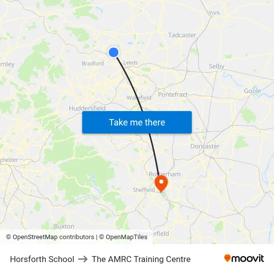 Horsforth School to The AMRC Training Centre map