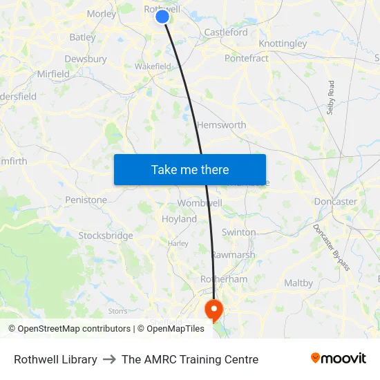 Rothwell Library to The AMRC Training Centre map