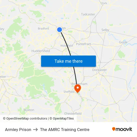 Armley Prison to The AMRC Training Centre map