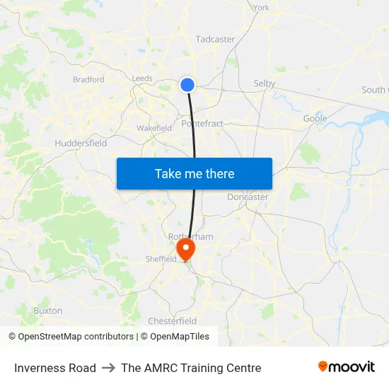 Inverness Road to The AMRC Training Centre map
