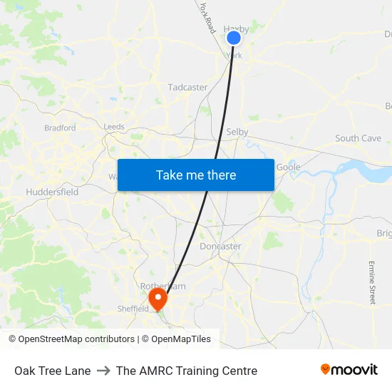 Oak Tree Lane to The AMRC Training Centre map