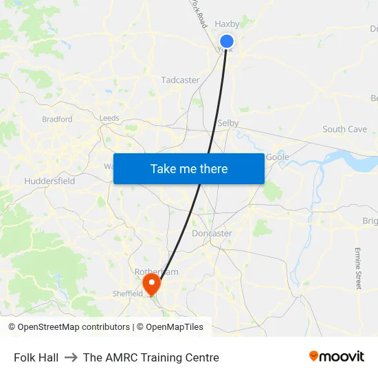 Folk Hall to The AMRC Training Centre map