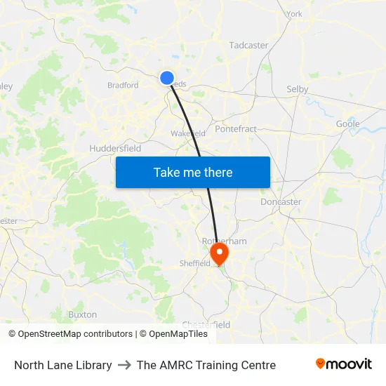 North Lane Library to The AMRC Training Centre map