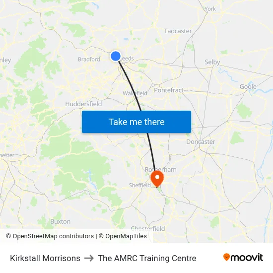 Kirkstall Morrisons to The AMRC Training Centre map