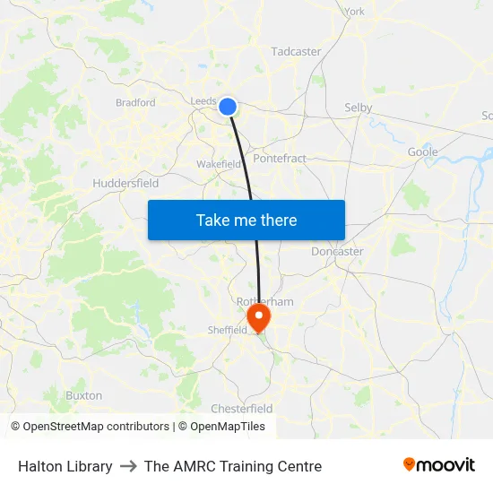 Halton Library to The AMRC Training Centre map