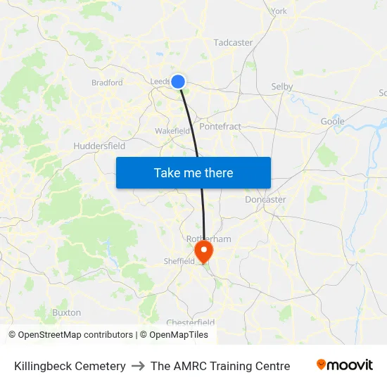 Killingbeck Cemetery to The AMRC Training Centre map