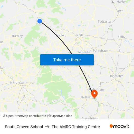 South Craven School to The AMRC Training Centre map