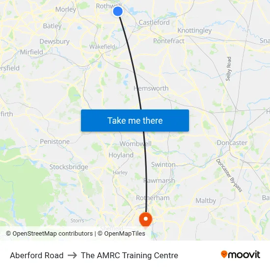 Aberford Road to The AMRC Training Centre map