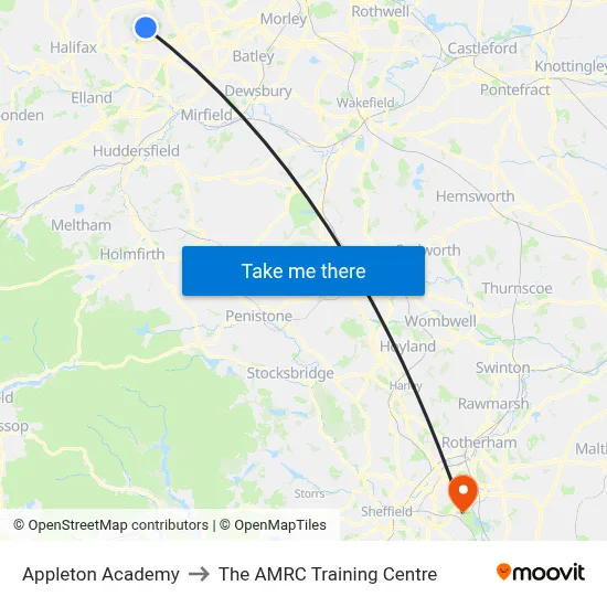 Appleton Academy to The AMRC Training Centre map