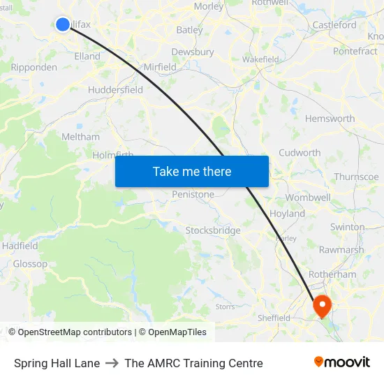 Spring Hall Lane to The AMRC Training Centre map