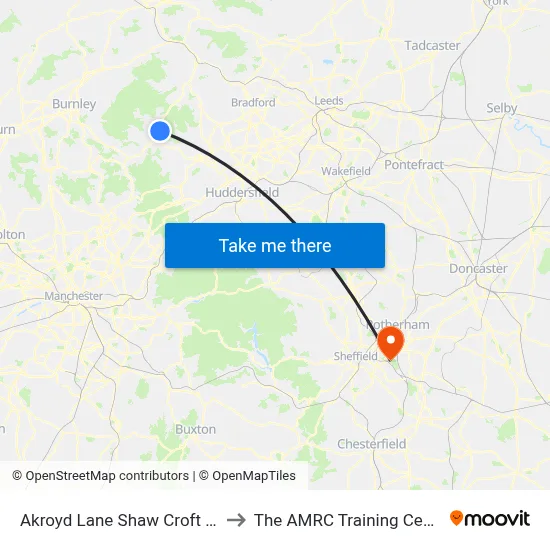 Akroyd Lane Shaw Croft Hill to The AMRC Training Centre map