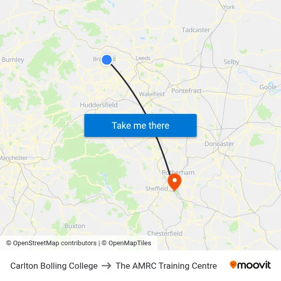 Carlton Bolling College to The AMRC Training Centre map