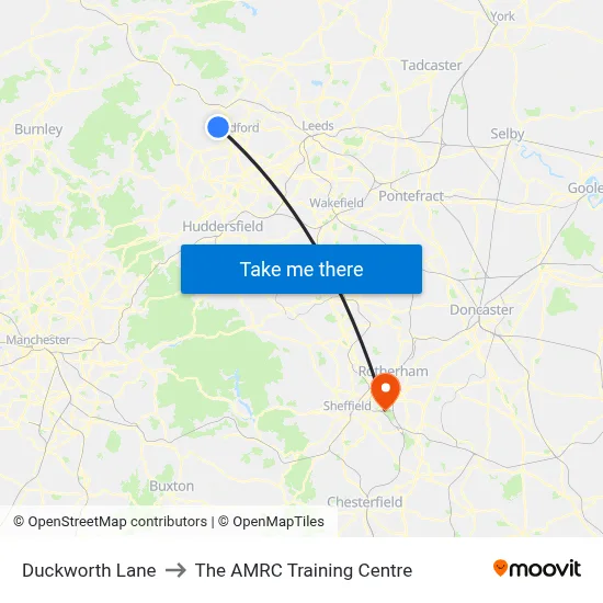 Duckworth Lane to The AMRC Training Centre map