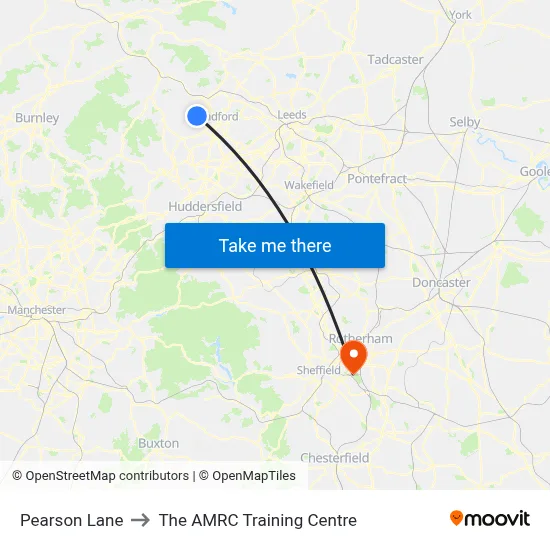 Pearson Lane to The AMRC Training Centre map