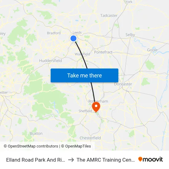 Elland Road Park And Ride to The AMRC Training Centre map