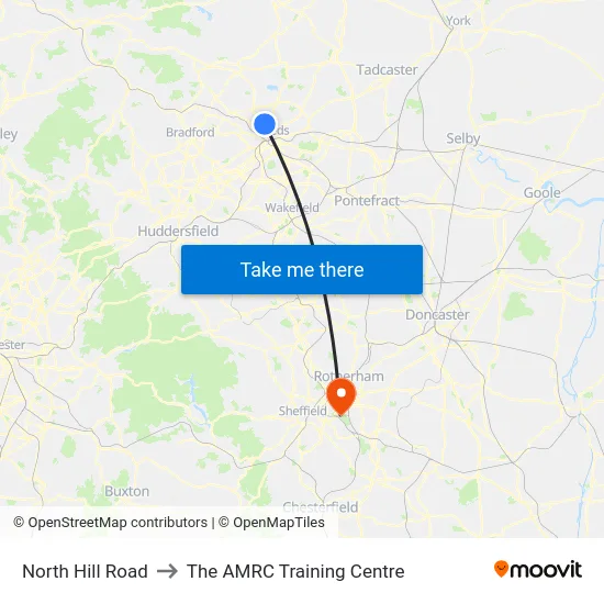 North Hill Road to The AMRC Training Centre map