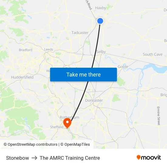 Stonebow to The AMRC Training Centre map